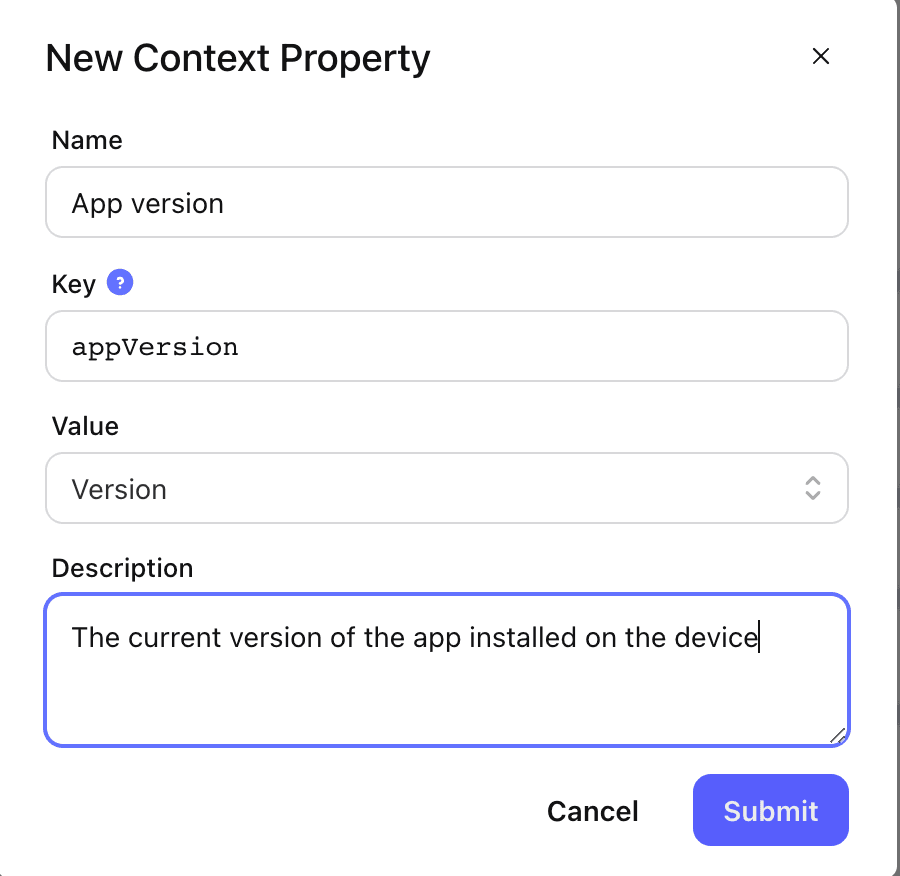 Create context property modal 2x