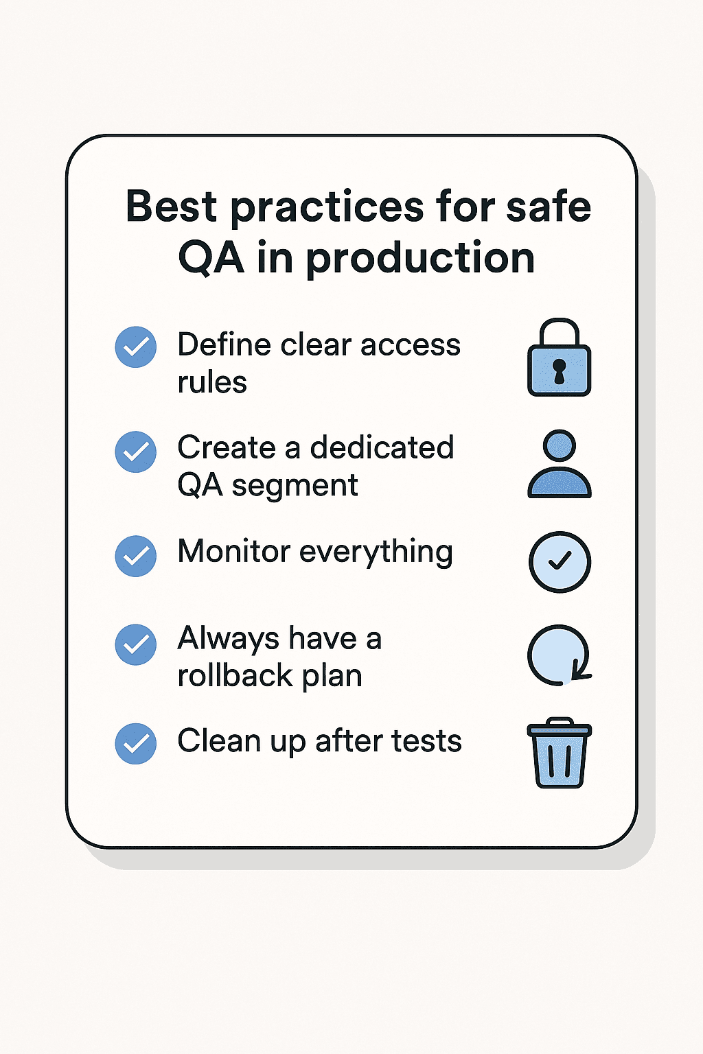 Qa checklist for safe testing in production