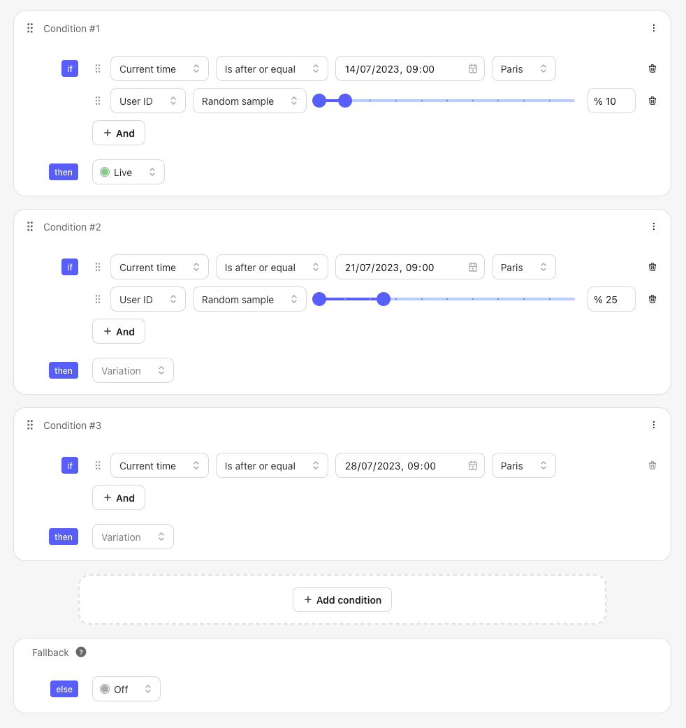 Schedule progressive rollout