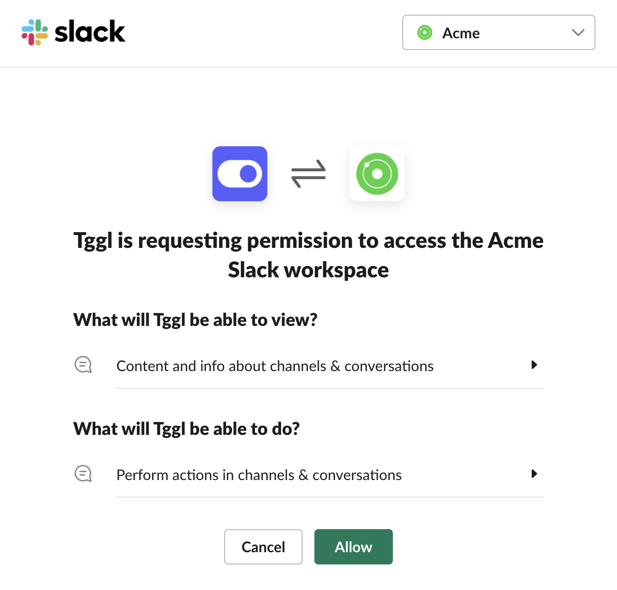 Select slack workspace