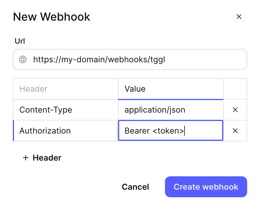 Webhook auth 2x