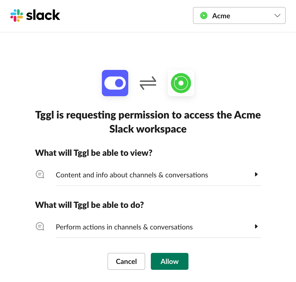 Select slack workspace